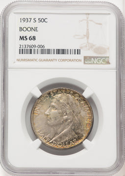 1937-S 50C Boone Commemorative Silver NGC MS68 (771858002)