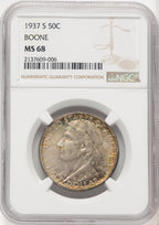 1937-S 50C Boone Commemorative Silver NGC MS68 (771858002)
