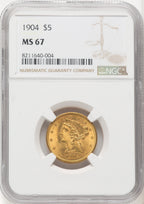 1904 $5 Liberty Half Eagle NGC MS67