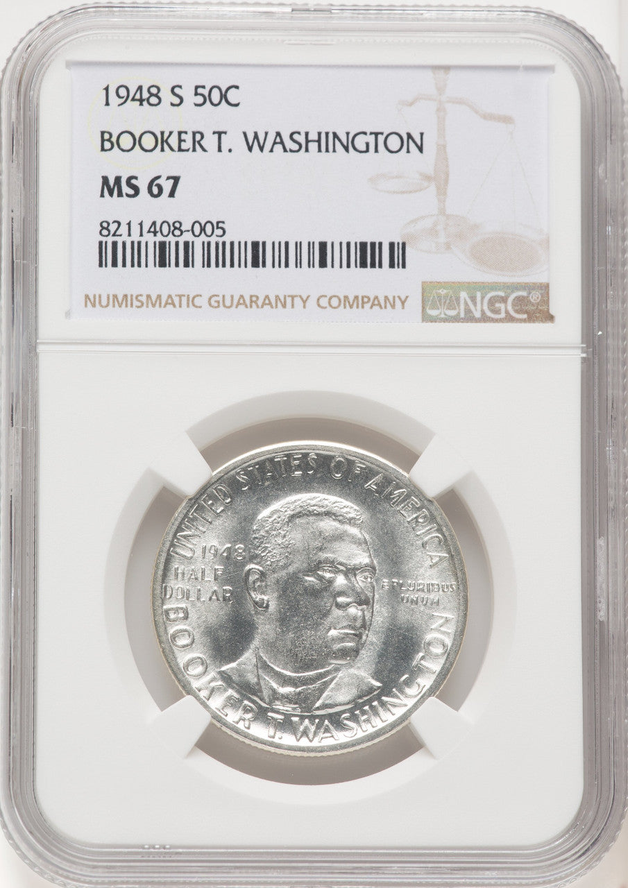 1948-S 50C Booker T. Washington Commemorative Silver NGC MS67 (772193021)