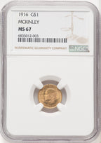 1916 G$1 McKinley Commemorative Gold NGC MS67 (772138090)