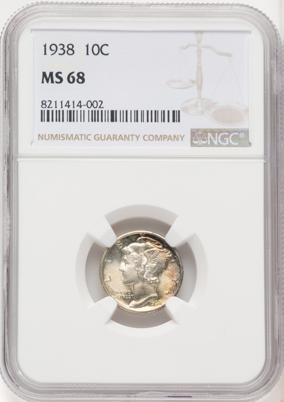 1938 10C Mercury Dime NGC MS68