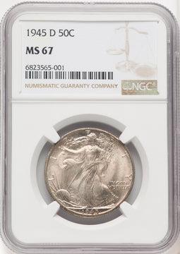 1945-D 50C Walking Liberty Half Dollar NGC MS67 (772188010)