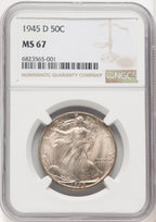 1945-D 50C Walking Liberty Half Dollar NGC MS67 (772188010)