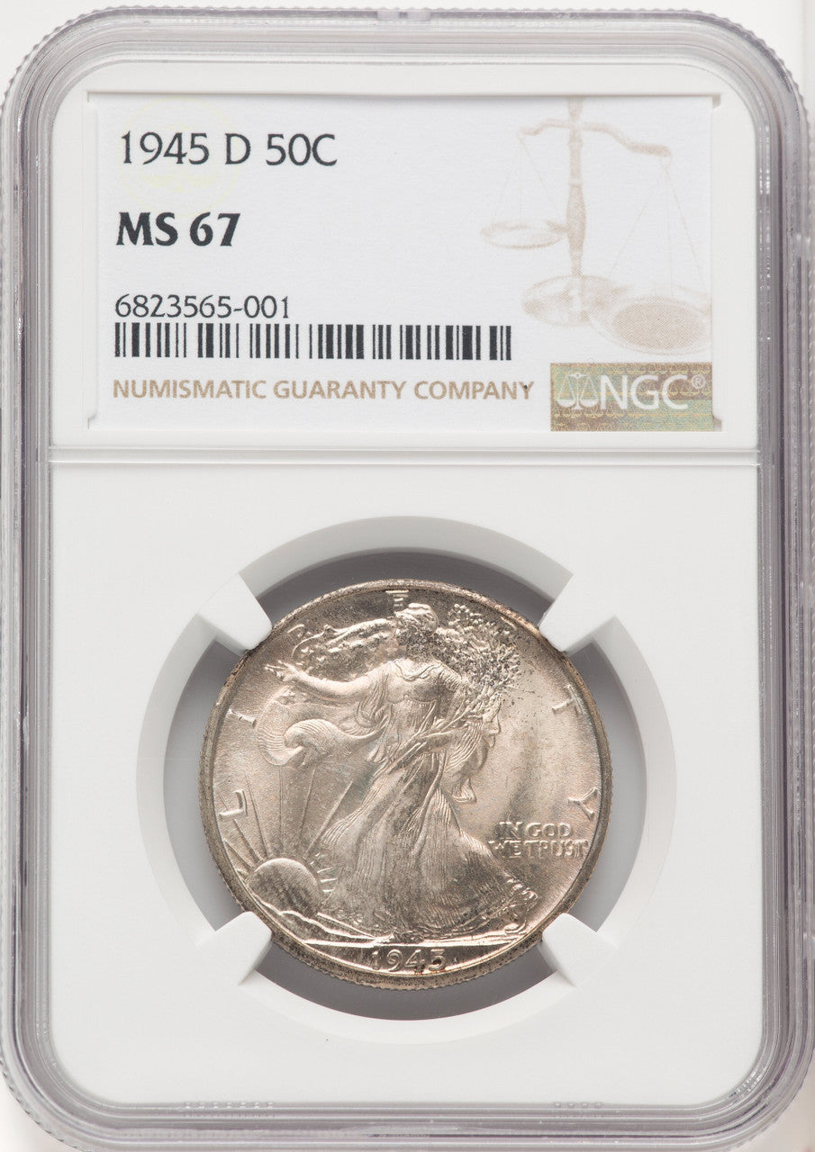1945-D 50C Walking Liberty Half Dollar NGC MS67 (772188010)