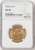 1905-S $10 Liberty Eagle NGC MS60