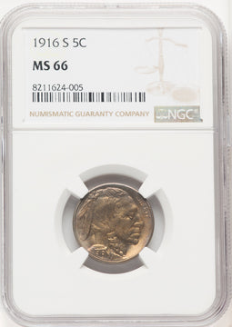 1916-S 5C Buffalo Nickel NGC MS66