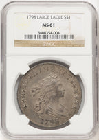 1798 Large Eagle Pointed 9 Brown Label Early Dollar NGC MS61