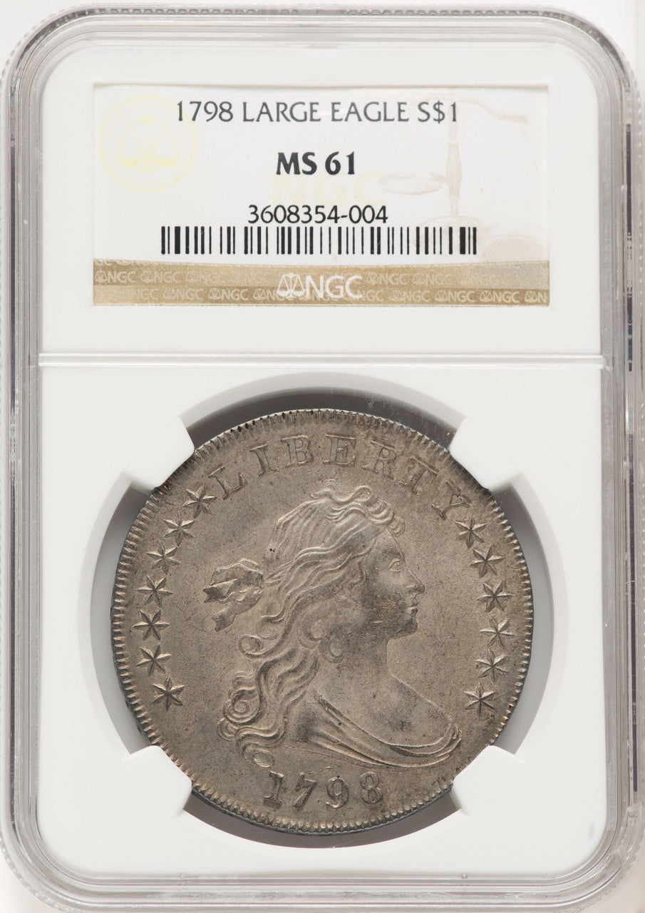 1798 Large Eagle Pointed 9 Brown Label Early Dollar NGC MS61