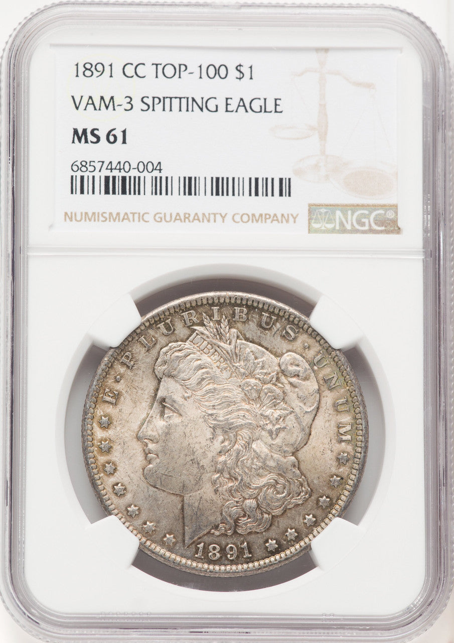 1891-CCVAM-3 Spitting Eagle Morgan Dollar NGC MS61