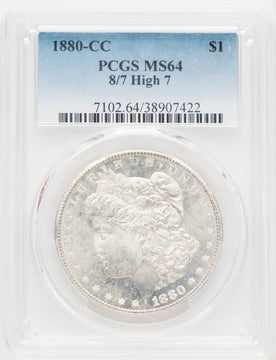 1880-CC 8 Over High 7 Morgan Dollar PCGS MS64