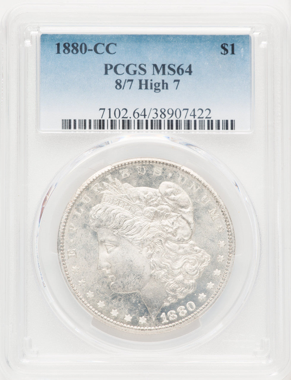 1880-CC 8 Over High 7 Morgan Dollar PCGS MS64