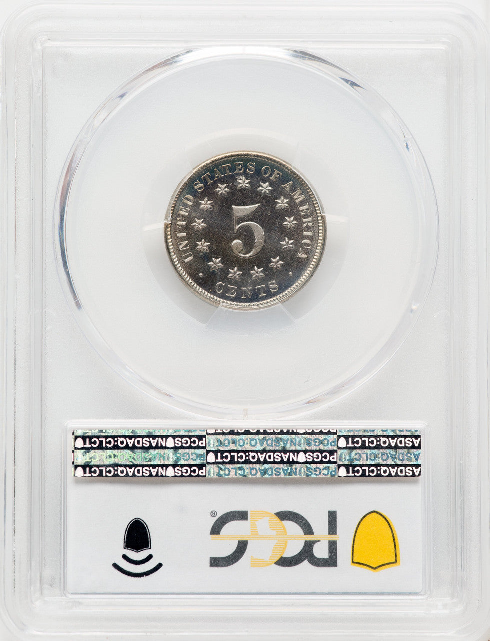1877 5C CA CAC Proof Shield Nickel PCGS PR67