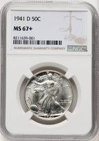 1941-D 50C Walking Liberty Half Dollar NGC MS67+ (771305003)
