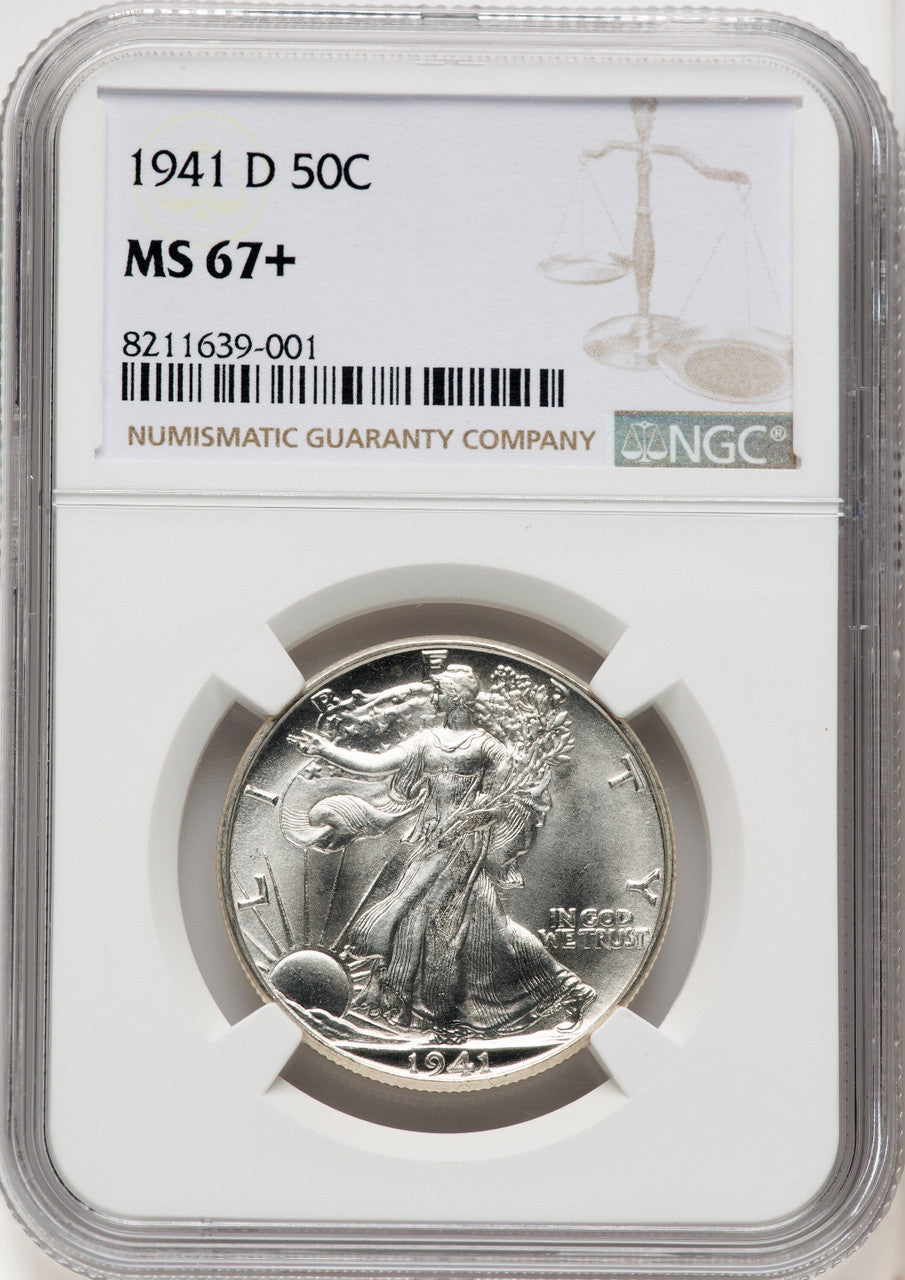 1941-D 50C Walking Liberty Half Dollar NGC MS67+ (771305003)