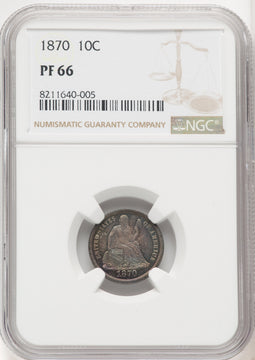 1870 10C Proof Seated Dime NGC PR66