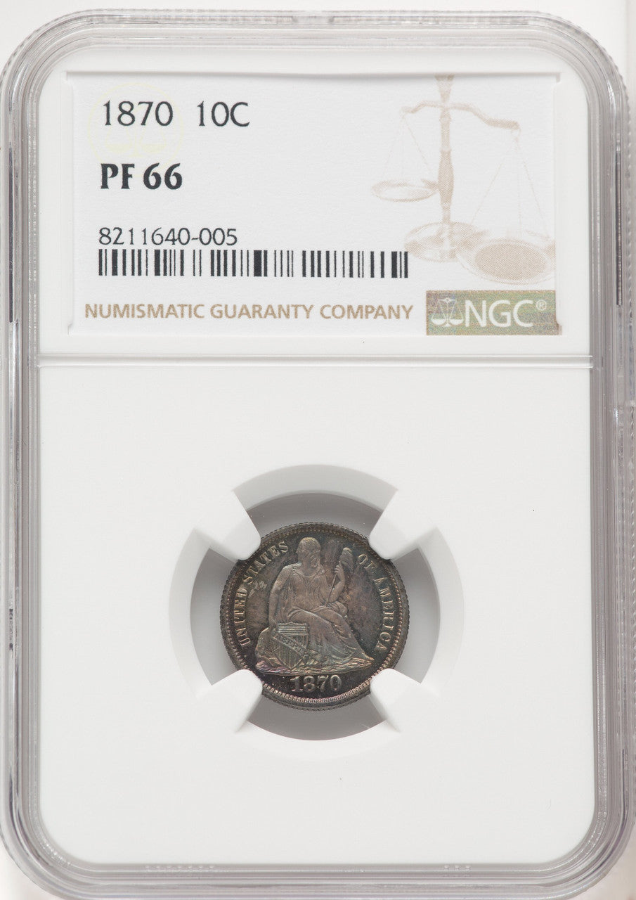 1870 10C Proof Seated Dime NGC PR66