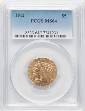 1912 $5 Indian Half Eagle PCGS MS64 (771939043)