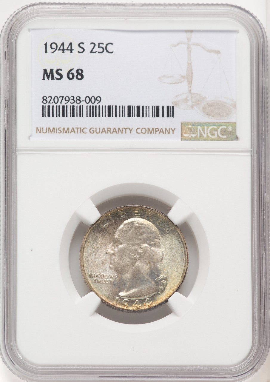 1944-S 25C Washington Quarter NGC MS68