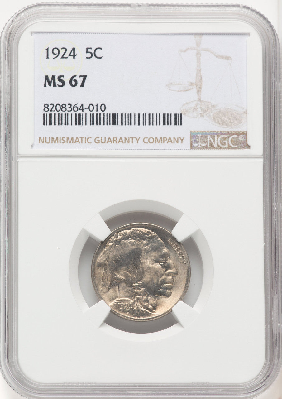 1924 5C Buffalo Nickel NGC MS67