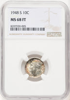 1948-S 10C FB Roosevelt Dime NGC MS68