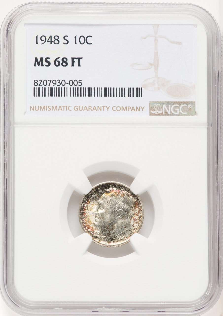 1948-S 10C FB Roosevelt Dime NGC MS68