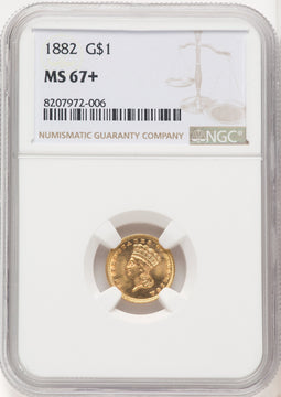 1882 G$1 Gold Dollar NGC MS67+