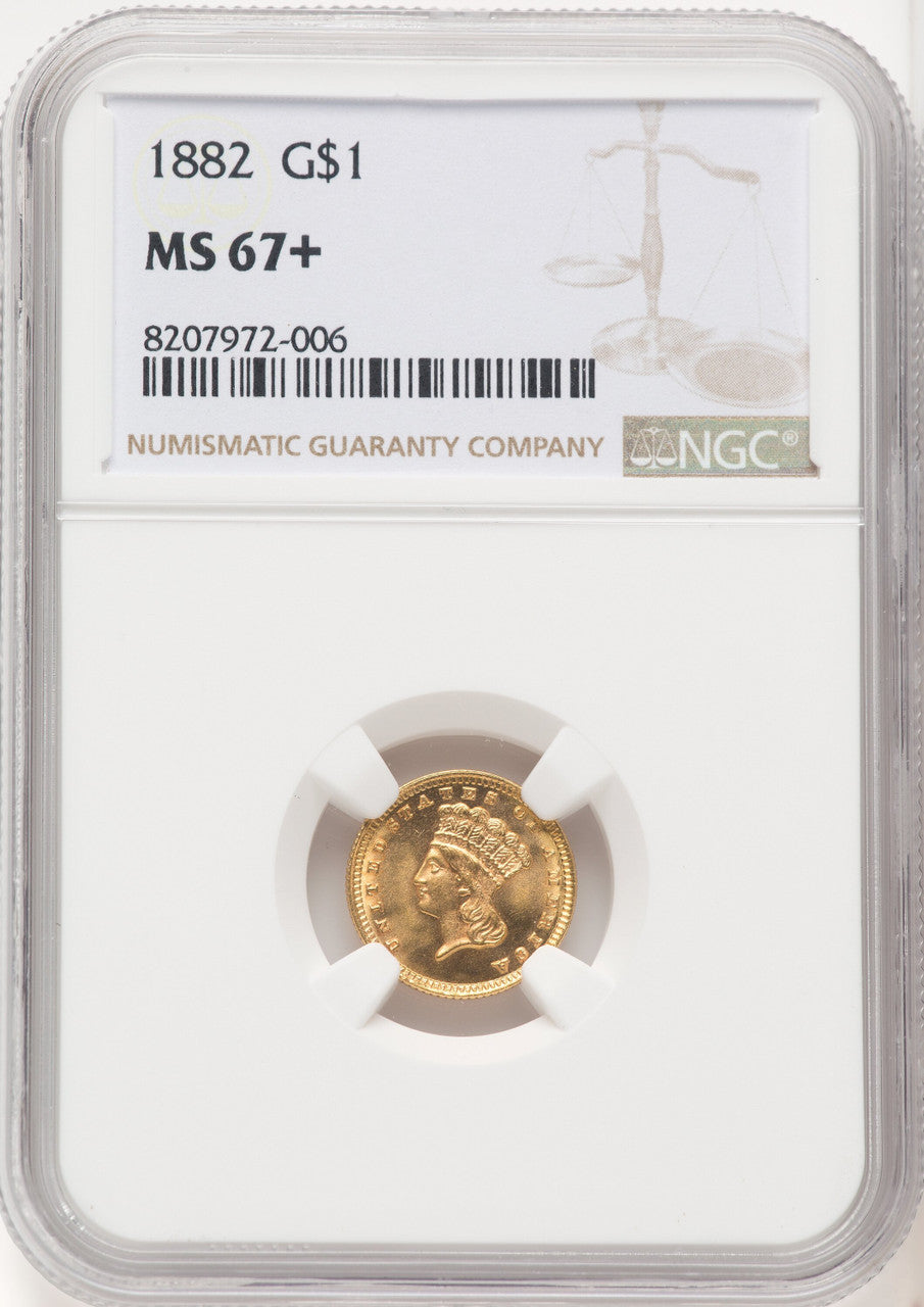 1882 G$1 Gold Dollar NGC MS67+