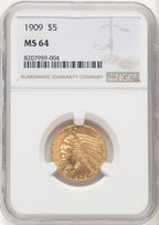 1909 $5 Indian Half Eagle NGC MS64 (772138035)