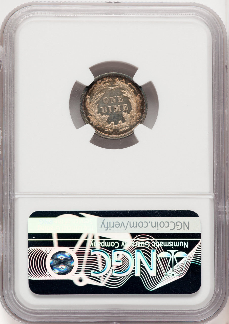 1891 10C CA Proof Seated Dime CACG PR66