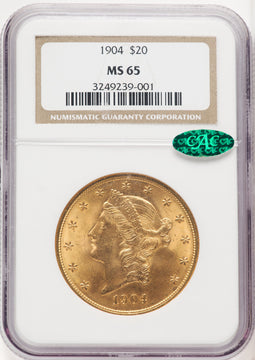 1904 $20 Liberty CAC Liberty Double Eagle NGC MS65 (770546001)
