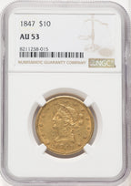 1847 $10 Liberty Eagle NGC AU53 (572193025)