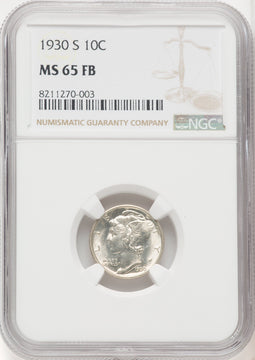 1930-S 10C FB Mercury Dime NGC MS65 (767901005)