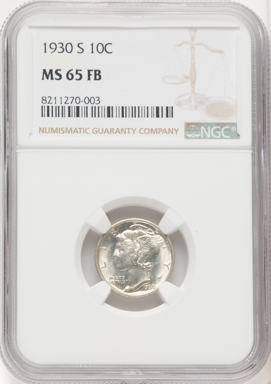 1930-S 10C FB Mercury Dime NGC MS65 (767901005)