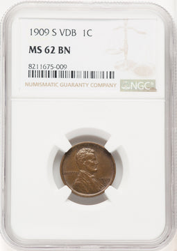 1909-S 1C VDB BN Lincoln Cent NGC MS62 (771085070)