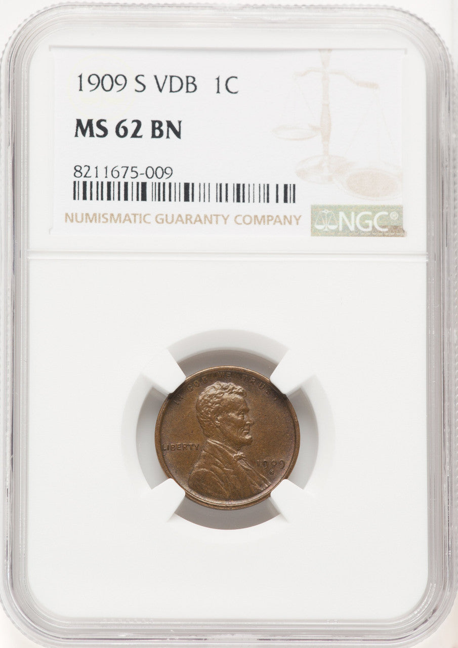 1909-S 1C VDB BN Lincoln Cent NGC MS62 (771085070)