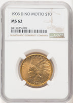 1908-D $10 NO MOTTO Indian Eagle NGC MS62 (771368054)
