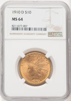 1910-D $10 Indian Eagle NGC MS64 (506683003)