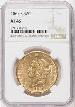 1862-S $20 Liberty Double Eagle NGC XF45 (572203013)