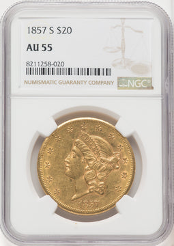 1857-S $20 Liberty Double Eagle NGC AU55 (572193062)