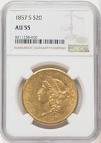 1857-S $20 Liberty Double Eagle NGC AU55 (572193062)