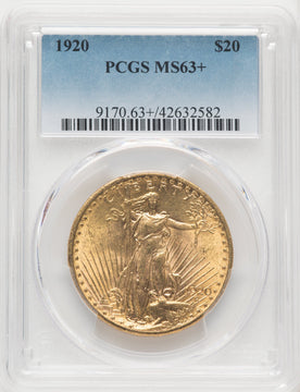 1920 $20 Saint-Gaudens Double Eagle PCGS MS63+