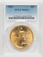 1920 $20 Saint-Gaudens Double Eagle PCGS MS63+ (771354011)