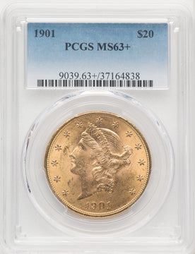 1901 $20 Liberty Double Eagle PCGS MS63+