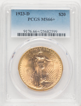 1923-D $20 Saint-Gaudens Double Eagle PCGS MS66+