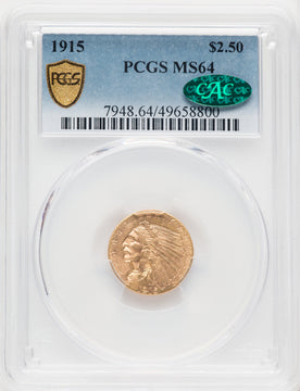 1915 $2.50 CAC Indian Quarter Eagle PCGS MS64