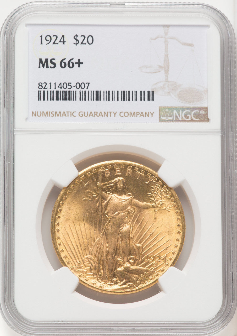 1924 $20 Saint Saint-Gaudens Double Eagle NGC MS66+ (771135004)