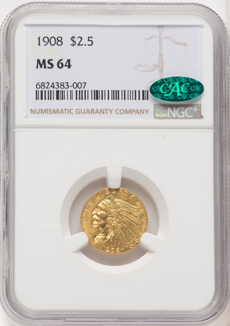 1908 $2.50 Indian Quarter Eagle CACG MS64