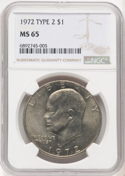 1972 Type Two $1 Eisenhower Dollar NGC MS65