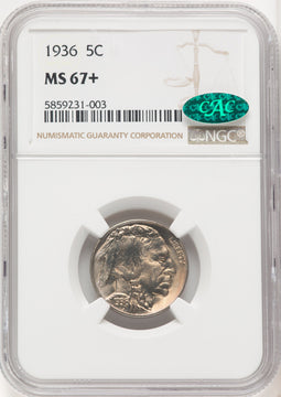 1936 5C CAC Buffalo Nickel NGC MS67+ (519977014)